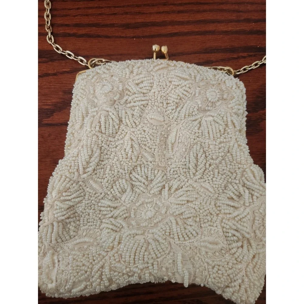 Vintage Walborg‎ Ivory Beaded Handbag Purse Wedding Formal  Retro Old Hollywood